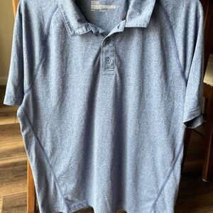 MSX blue heather collared polo shirt, Large! Very flattering fit with side seams